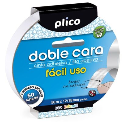 Cinta adhesiva doble cara "facil us" 50 m x 12 mm
